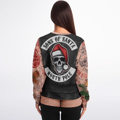 Sons of Santa Biker Leather Jacket Printed Sweatshirt