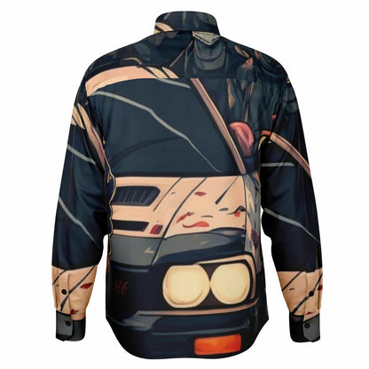 Japanese Illustration JDM Art Long Sleeve Button Down Shirt - AOP