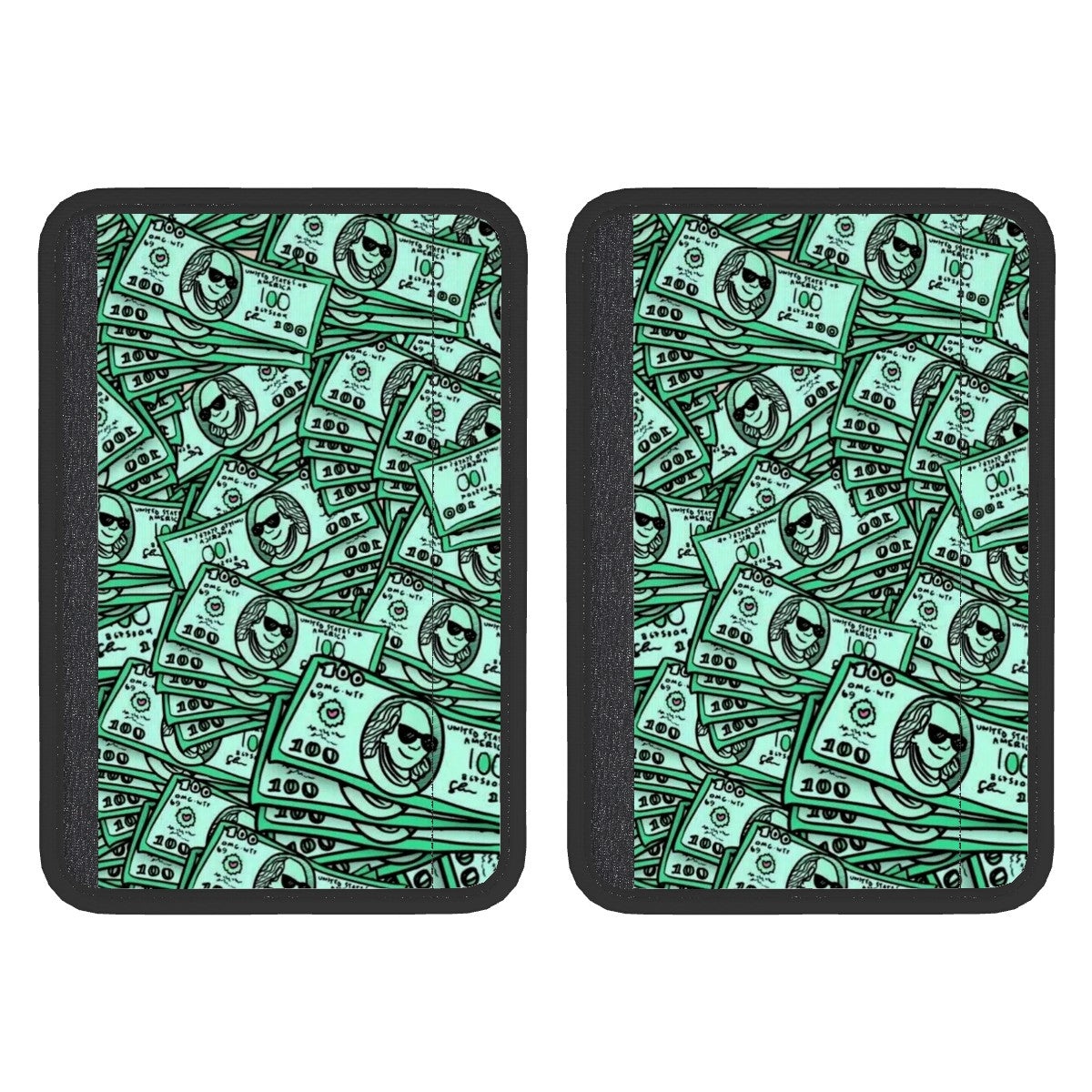 Dollar Bills Collage Seat Belt Cover Pad 2 Pcs