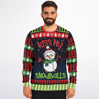 Kiss My Snowballs Snowman Funny Sweatshirt