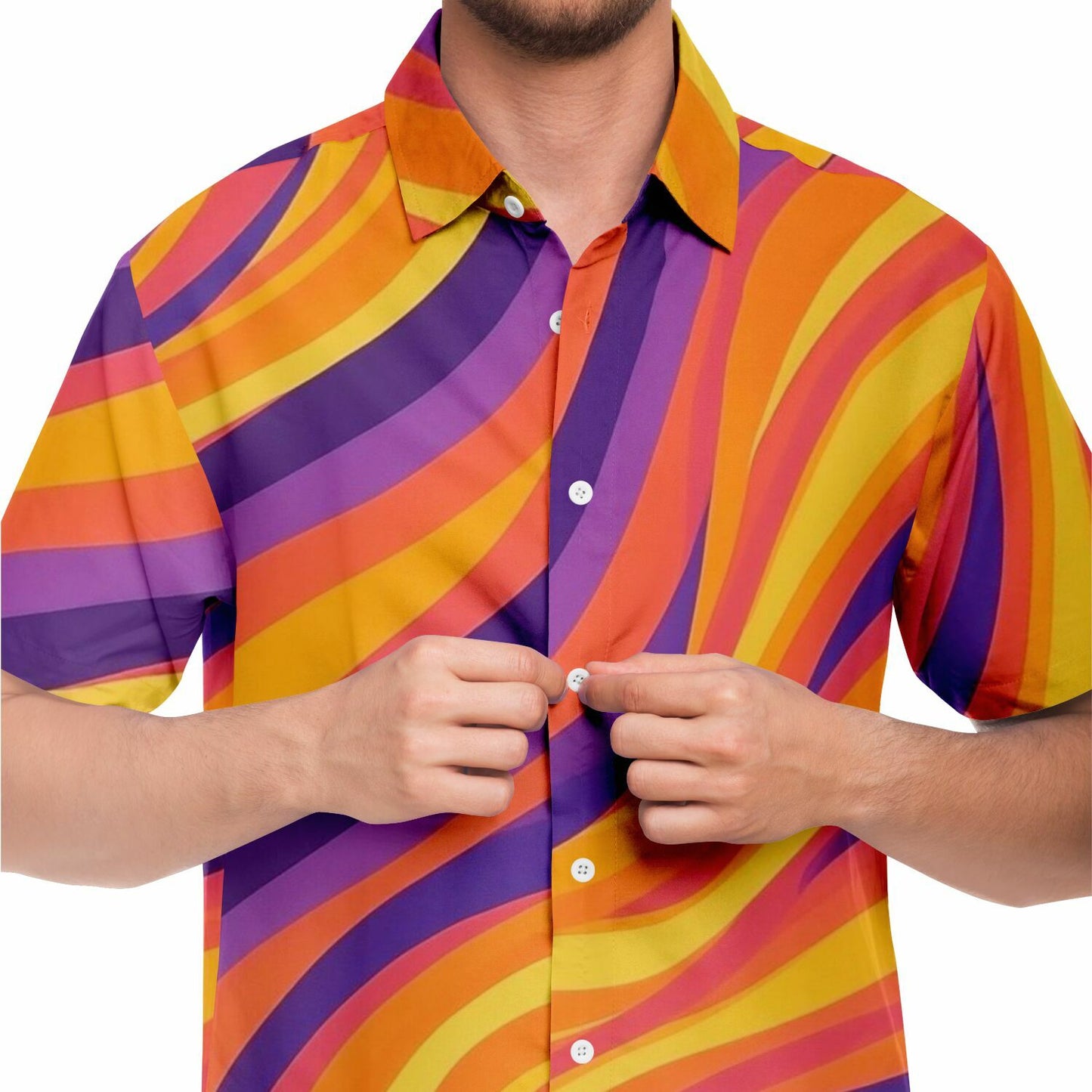 Rick Aim Color Pattern Short Sleeve Button Down Shirt - AOP