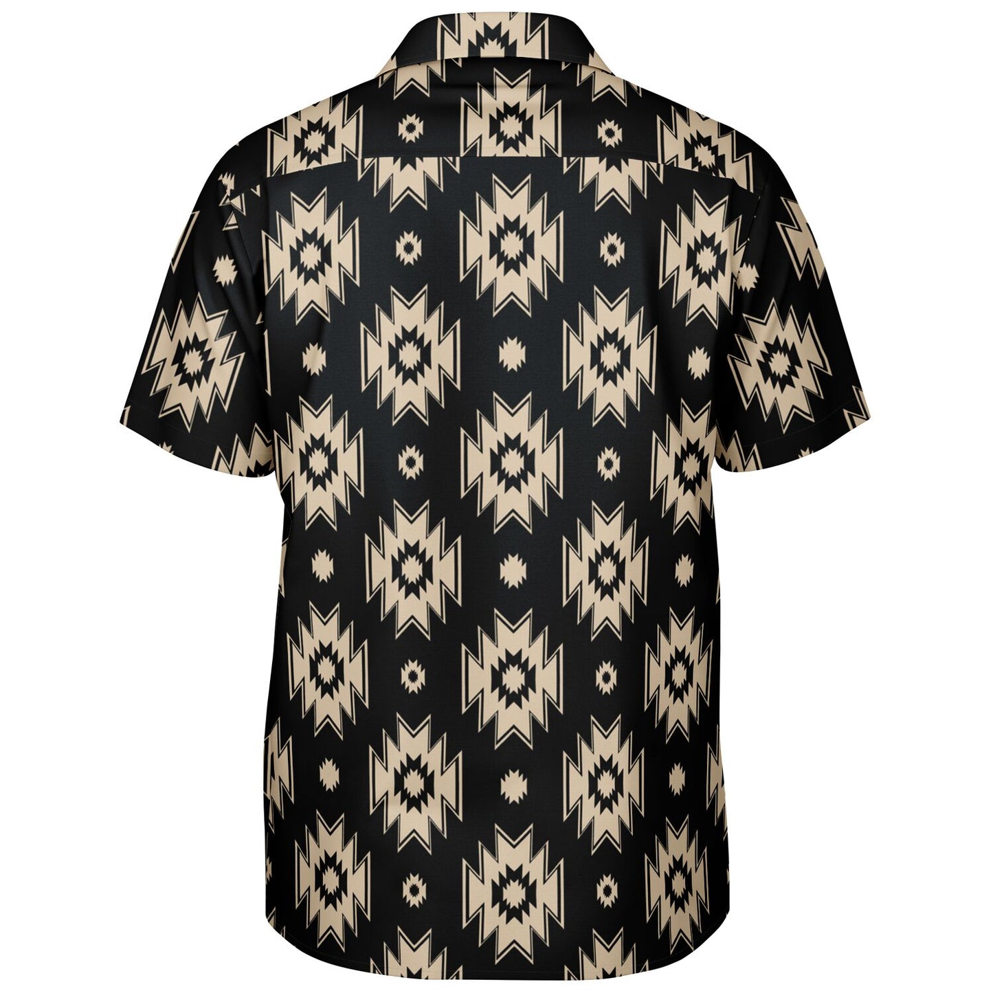 Tribal Pattern Spread Collar Short Sleeve Shirt