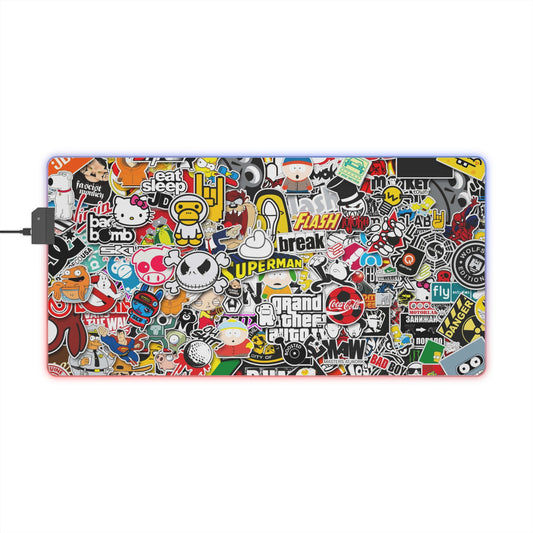 Sticker Bomb RGB LED Gaming Mouse Pad