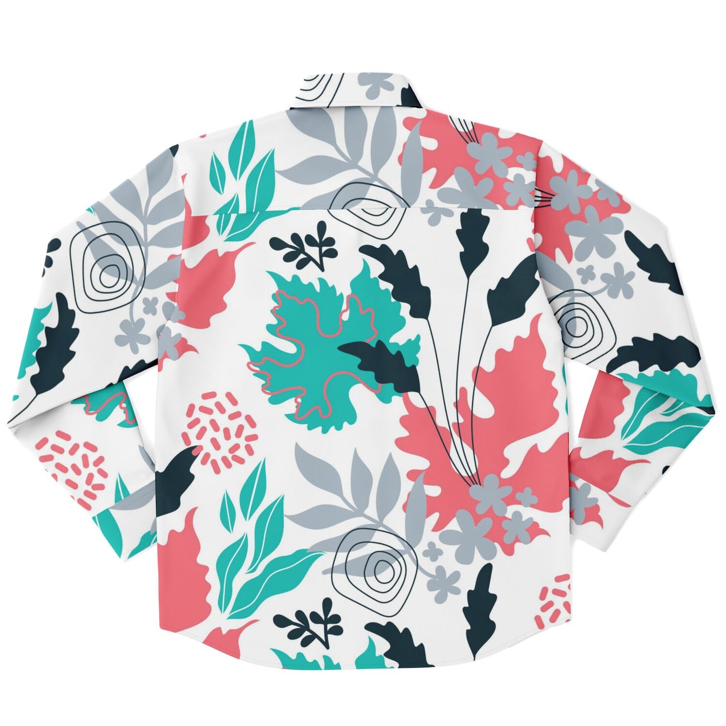 Floral Artwork Long Sleeve Button Down Shirt - AOP