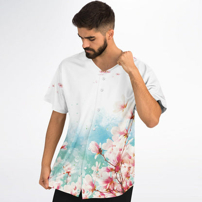 "I Know" Light Floral Pattern Baseball Jersey - AOP