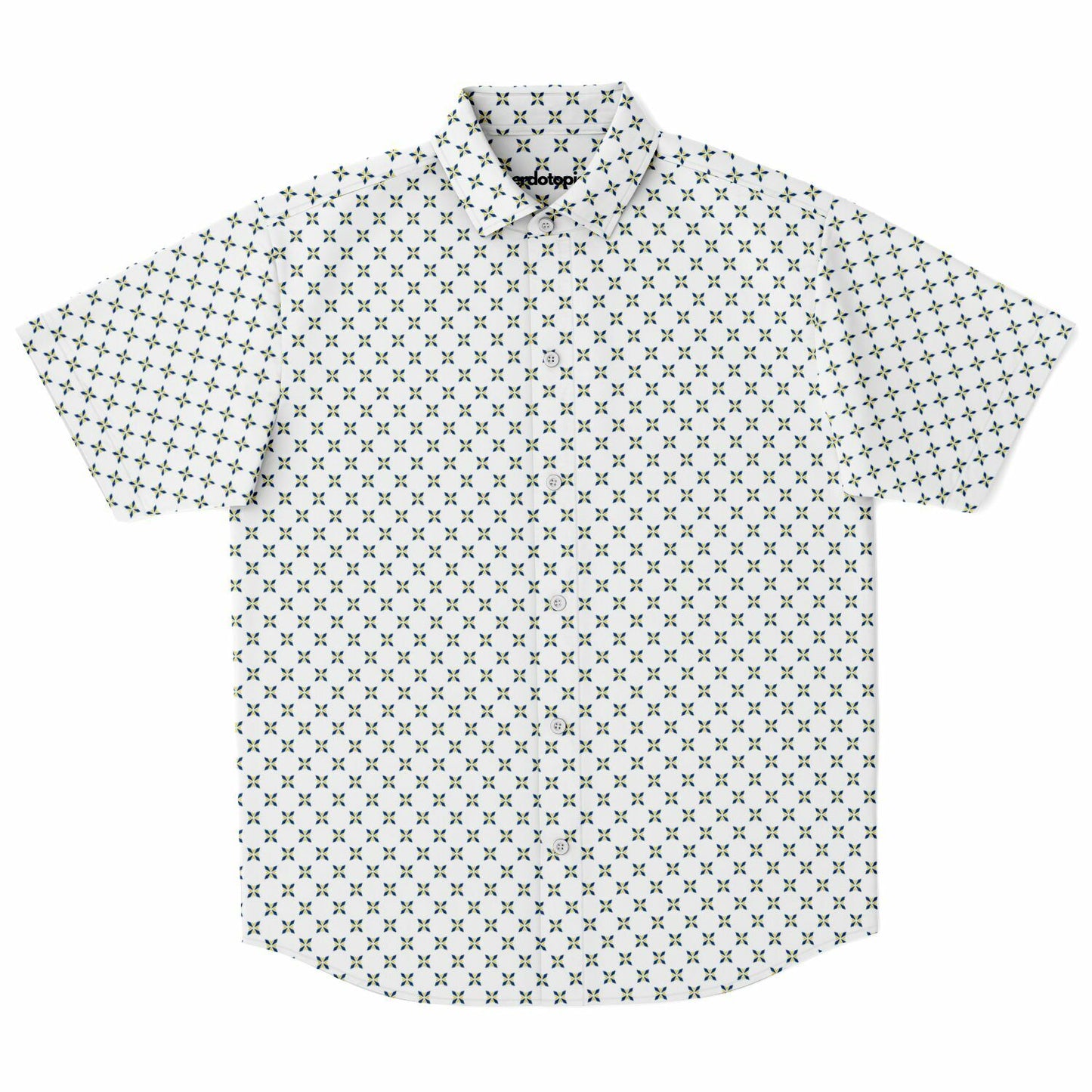 Geometric Pattern Short Sleeve Button Down Shirt - AOP