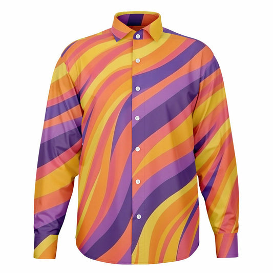 Rick Aim Color Pattern Long Sleeve Button Down Shirt - AOP