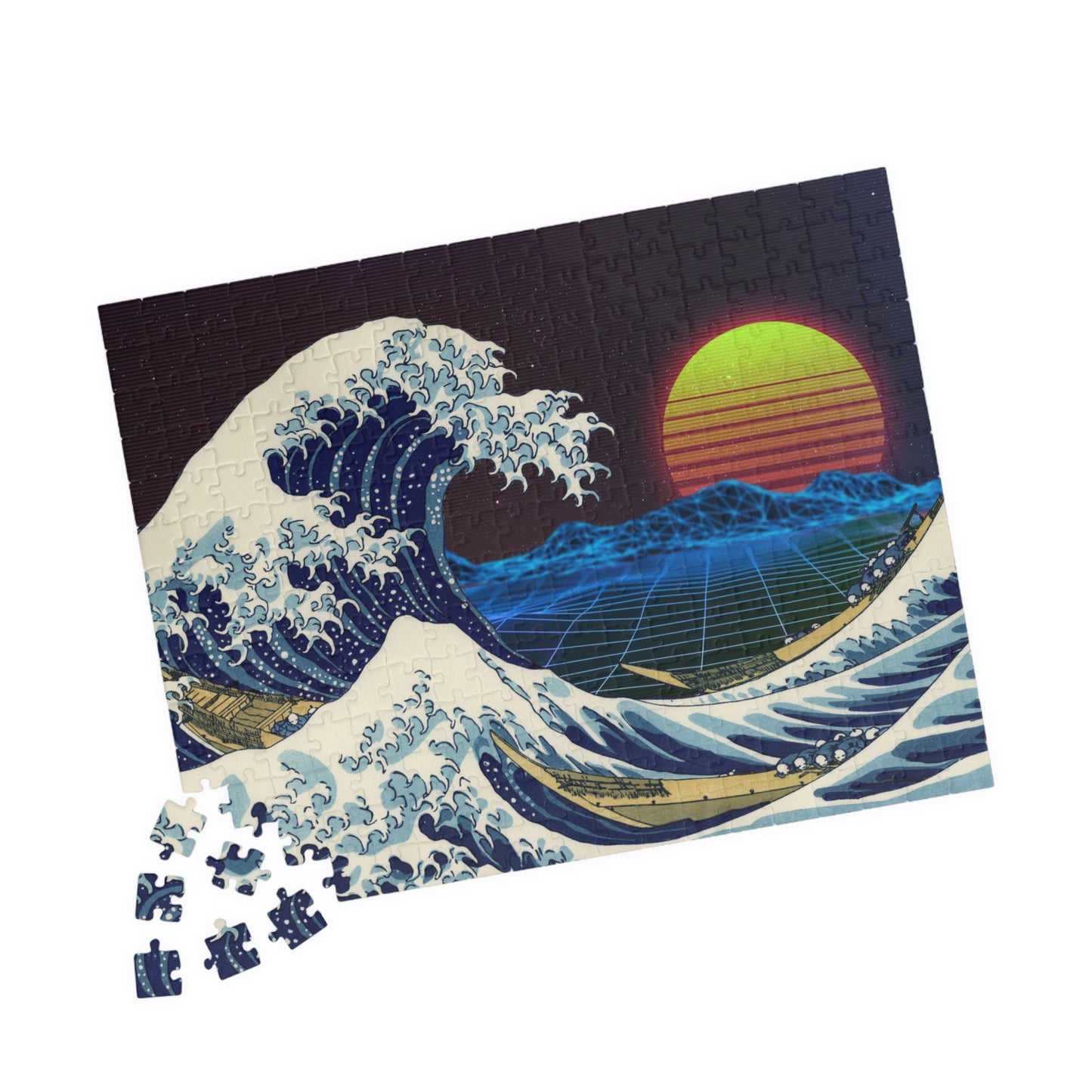 Retrowave Jigsaw Puzzle [110, 252, 520, or 1014 pieces]