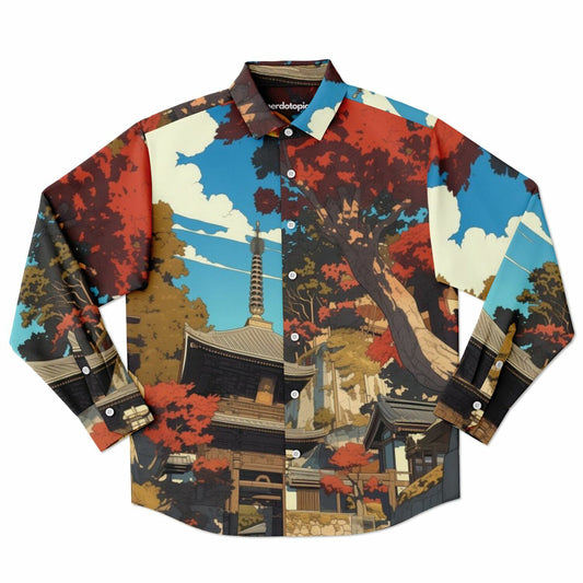 Turbo S Illustration Art Long Sleeve Button Down Shirt - AOP