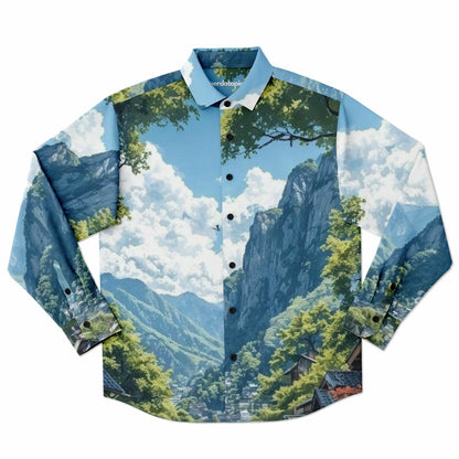 GTR in Japanese Mountain Long Sleeve Button Down Shirt - AOP