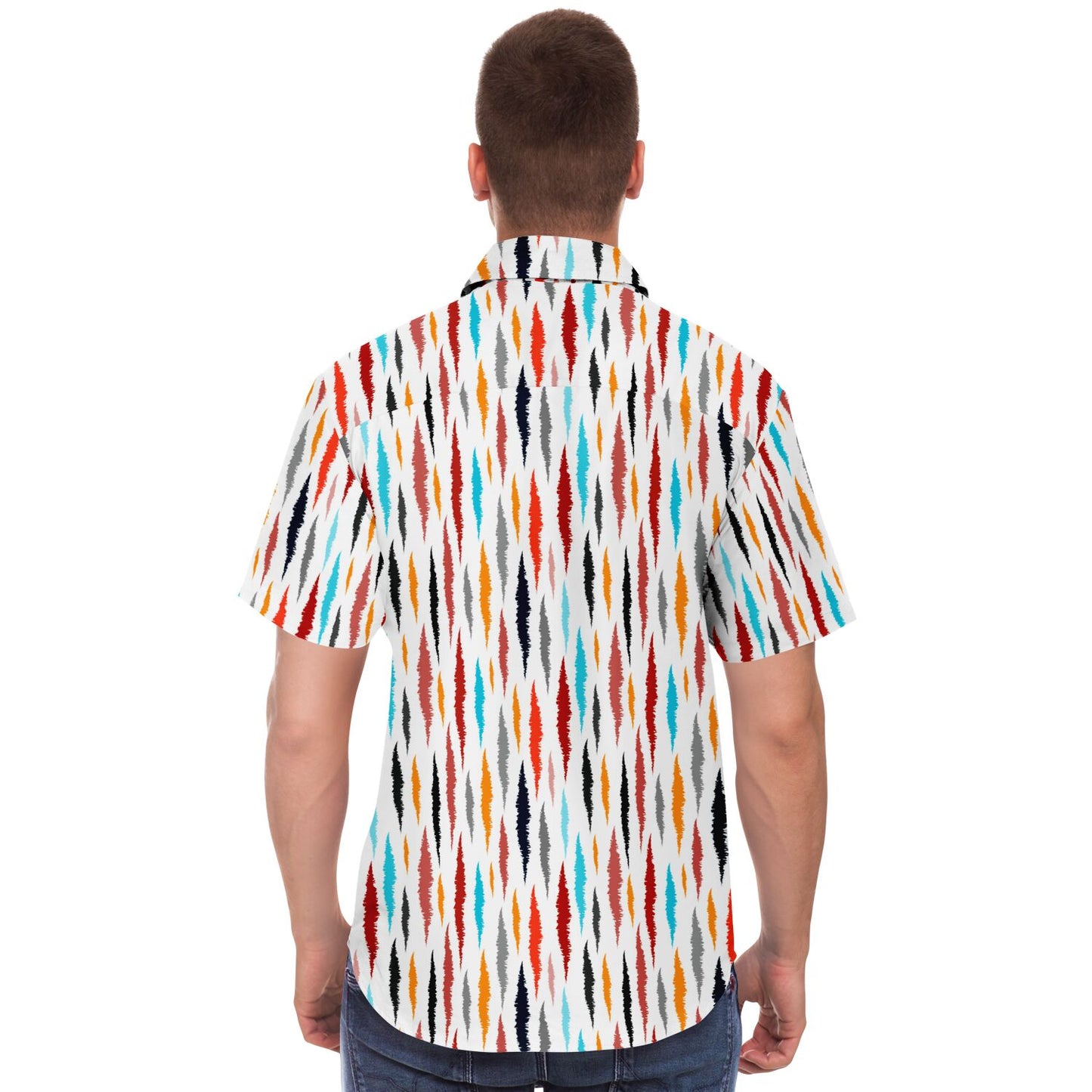 Colored Seamless Pattern Short Sleeve Button Down Shirt - AOP