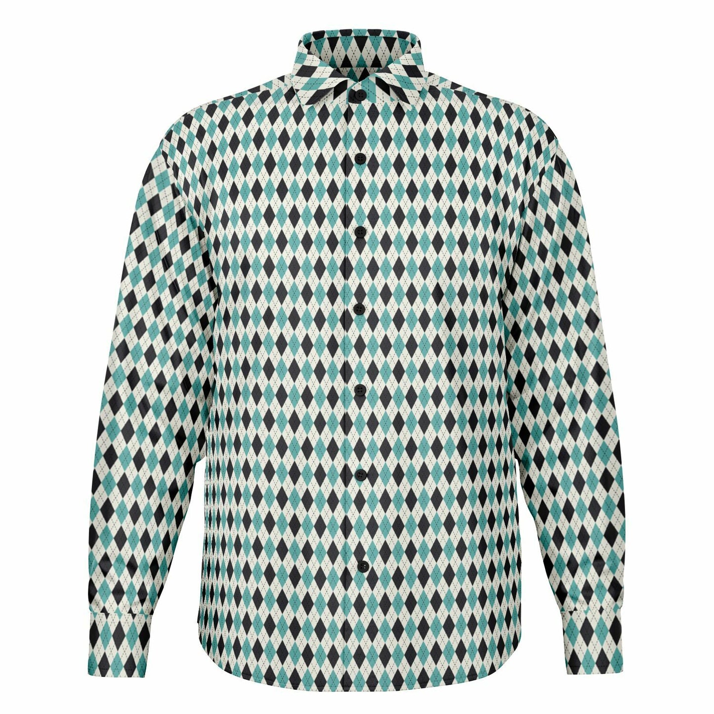 Tile Pattern Long Sleeve Button Down Shirt - AOP
