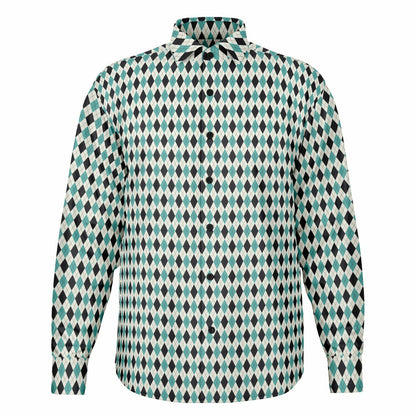 Tile Pattern Long Sleeve Button Down Shirt - AOP