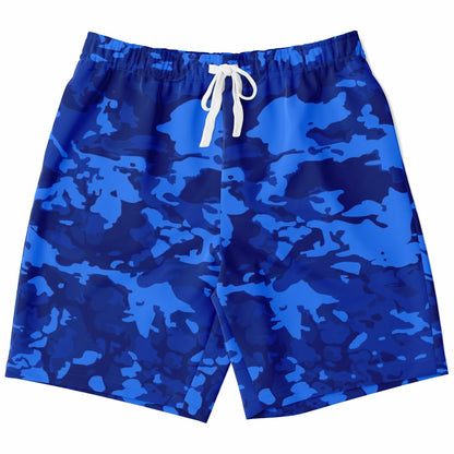 Blue Camo Pattern Long Shorts