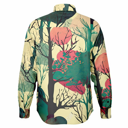 Forest Trees in Autumn Long Sleeve Button Down Shirt - AOP