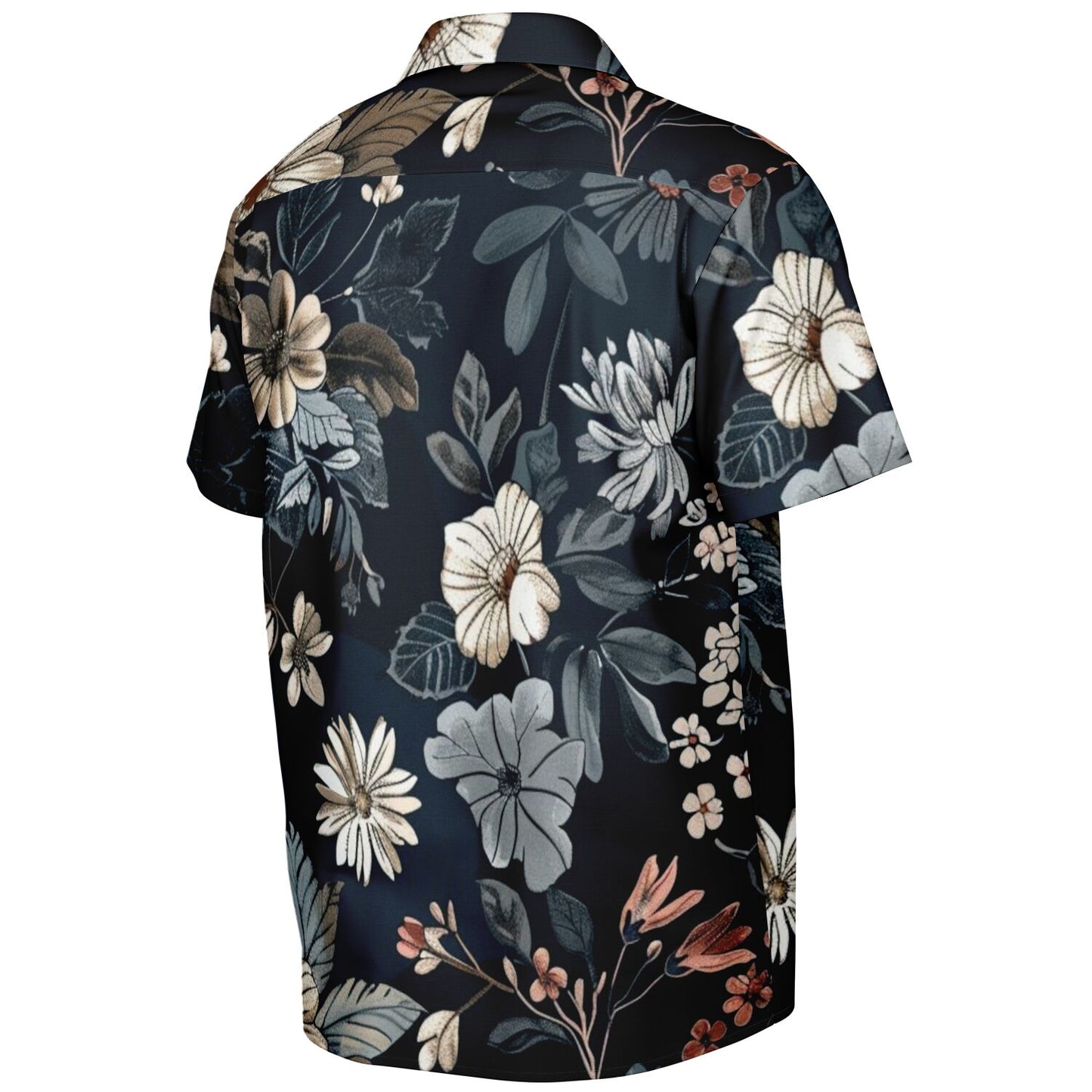 Floral Navy Spread Collar Short Sleeve Shirt