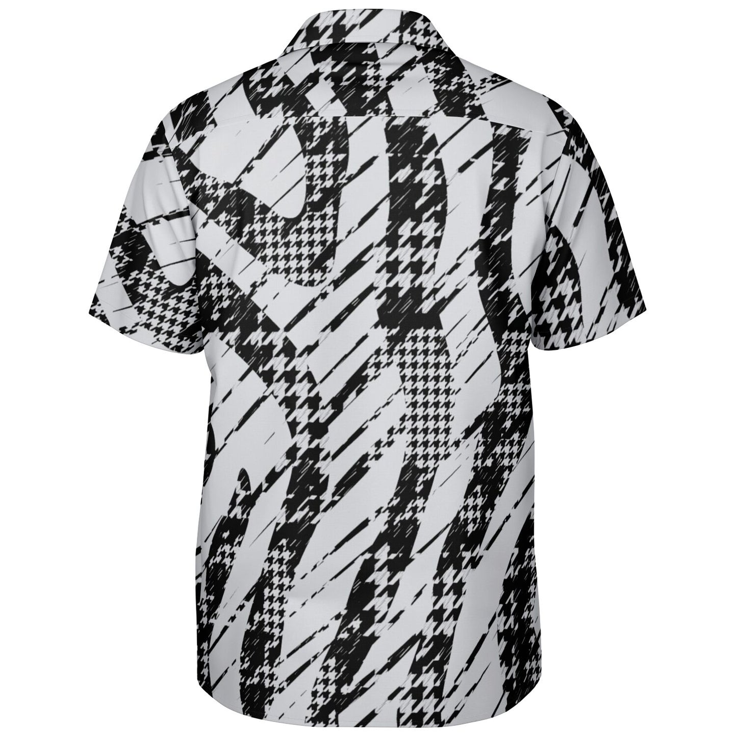 B&W Abstract Spread Collar Short Sleeve Shirt