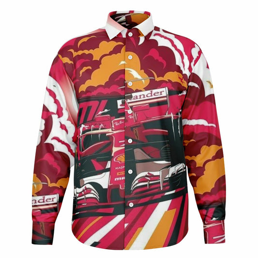 F1 illustration Long Sleeve Button Down Shirt - AOP
