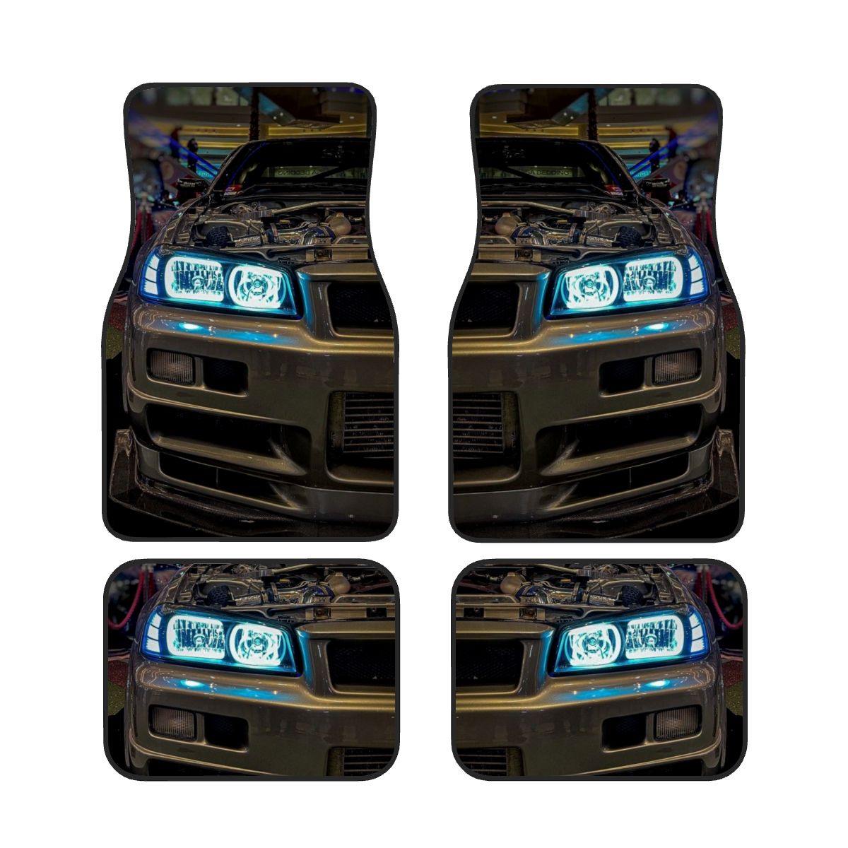 R34 Headlight Focus Automotive Floor Mats – Nissan Skyline JDM-Inspired Car Interior Accessory