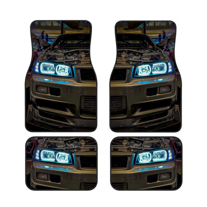 R34 Headlight Focus Automotive Floor Mats – Nissan Skyline JDM-Inspired Car Interior Accessory