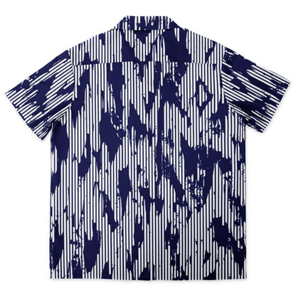 Blue Abstract Spread Collar Short Sleeve Shirt