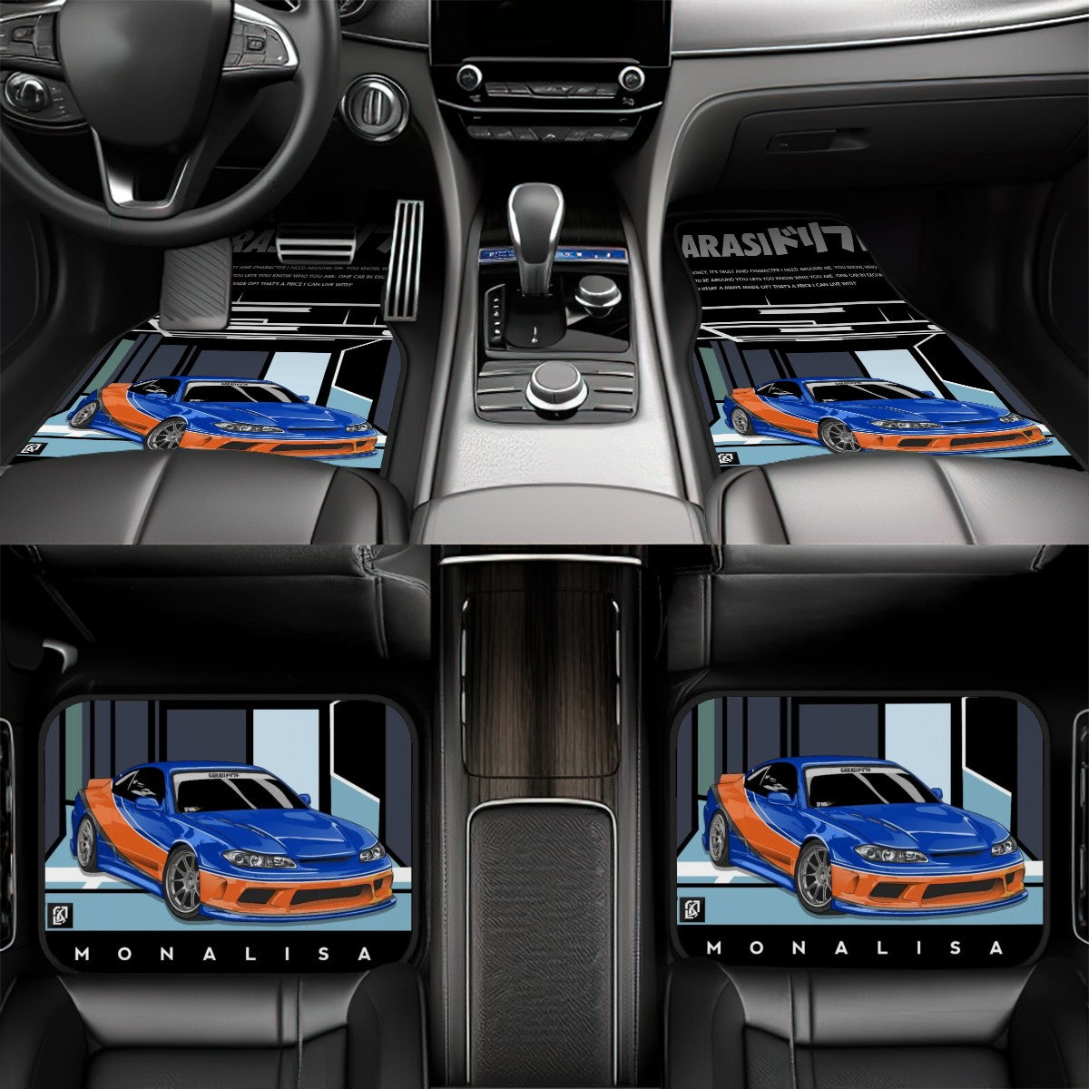 Mona lisa silvia s15 car floor mats context mockup image.