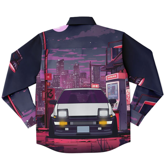 AE86 Illustration Long Sleeve Button Down Shirt - AOP