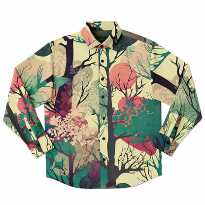 Forest Trees in Autumn Long Sleeve Button Down Shirt - AOP