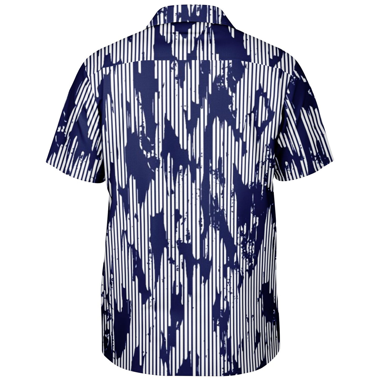 Blue Abstract Spread Collar Short Sleeve Shirt