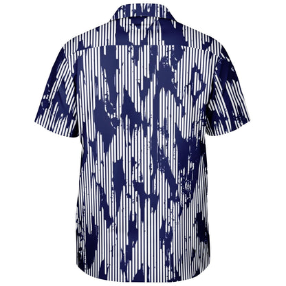 Blue Abstract Spread Collar Short Sleeve Shirt