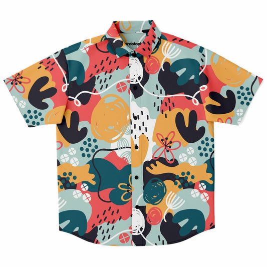 Abstract Painting Short Sleeve Button Down Shirt - AOP