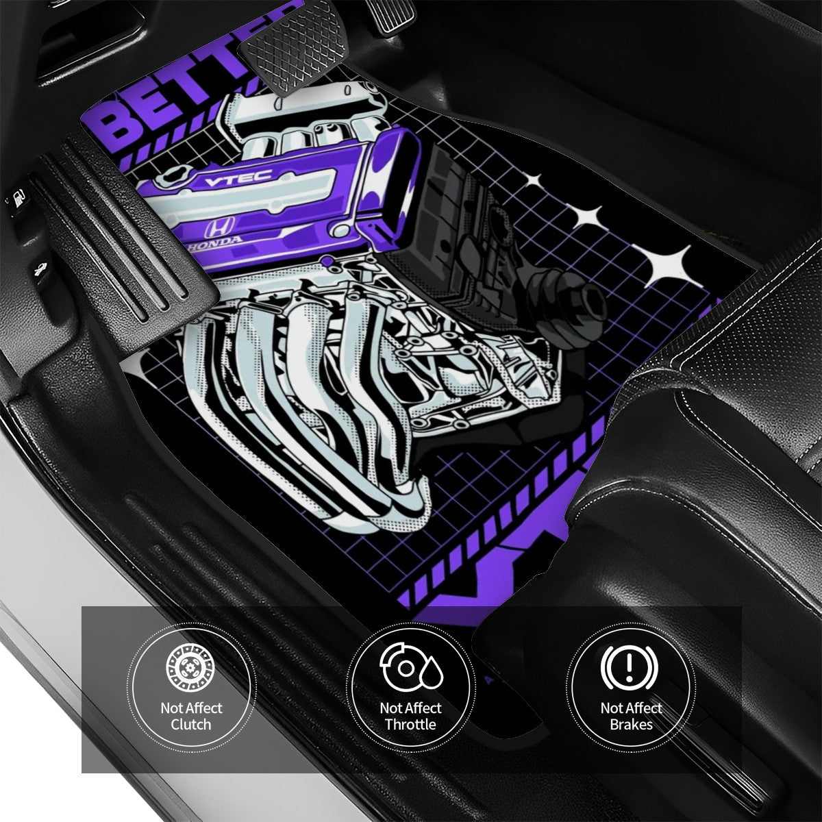 VTEC Engine Illustration Automotive Floor Mats