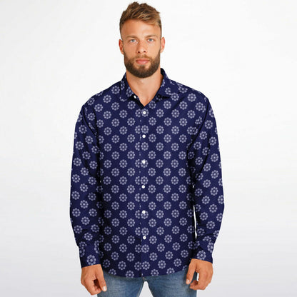 Seamless Circle Pattern Long Sleeve Button Down Shirt - AOP