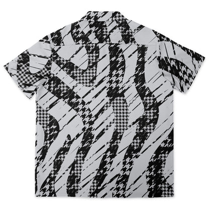 B&W Abstract Spread Collar Short Sleeve Shirt