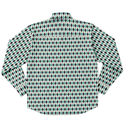 Tile Pattern Long Sleeve Button Down Shirt - AOP