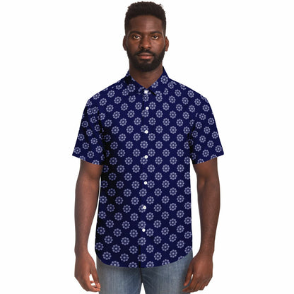 Geometric Circle Pattern Short Sleeve Button Down Shirt - AOP