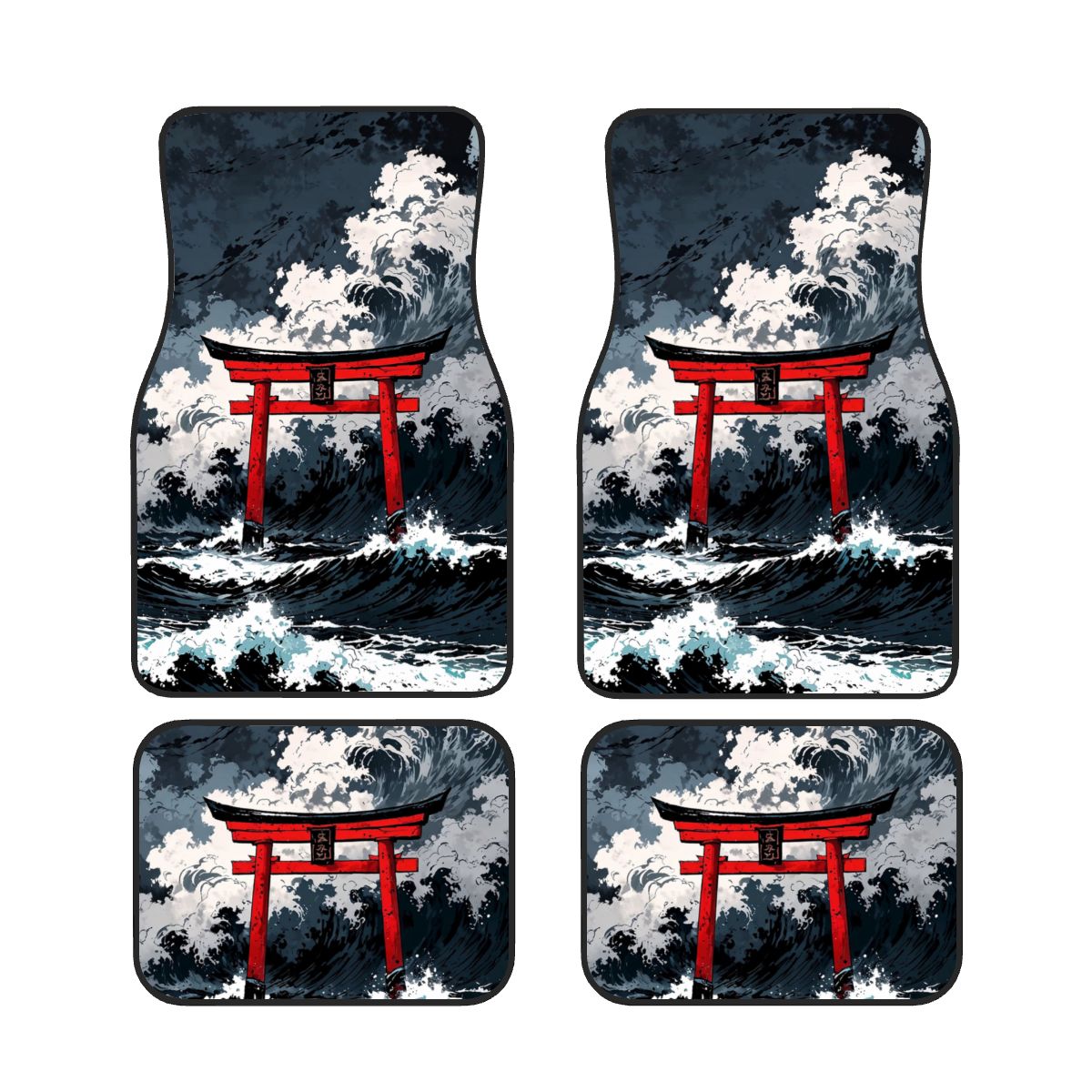 Japanese Inspired Artwork Automotive Floor Mats – Custom JDM Style Car Interior Accessory
