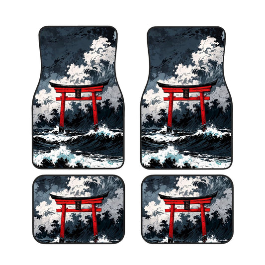 Japanese Inspired Artwork Automotive Floor Mats – Custom JDM Style Car Interior Accessory
