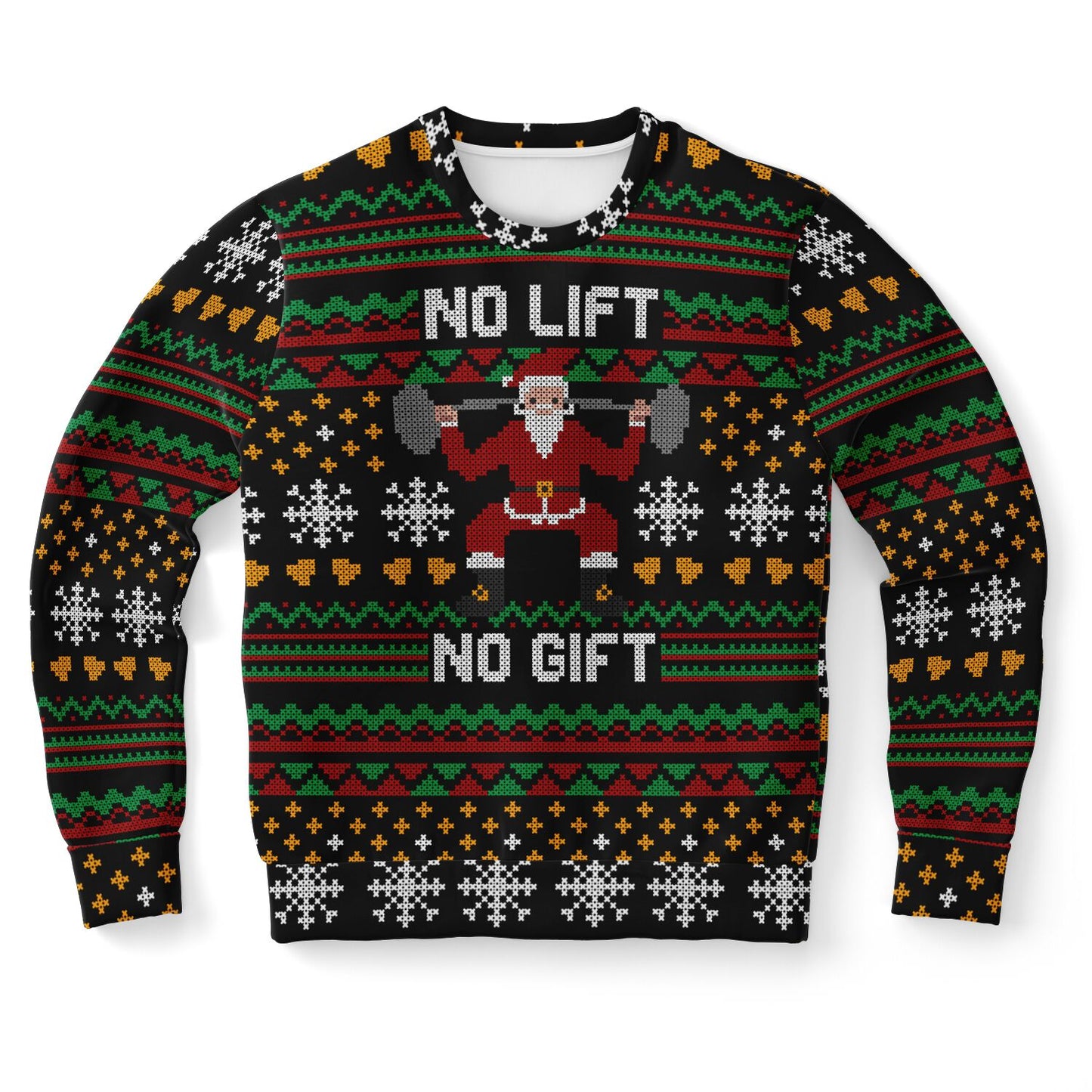 No Lift No Gift Powerlifter Santa Funny Printed Sweatshirt