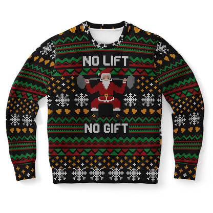 No Lift No Gift Powerlifter Santa Funny Printed Sweatshirt