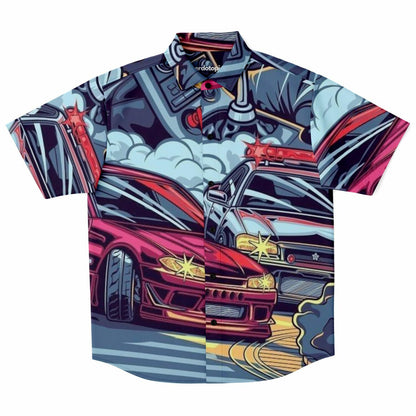 Silvia Illustration Short Sleeve Button Down Shirt - AOP