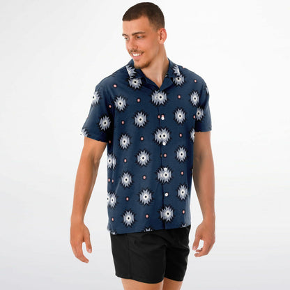 Aztec Pattern Spread Collar Short Sleeve Shirt