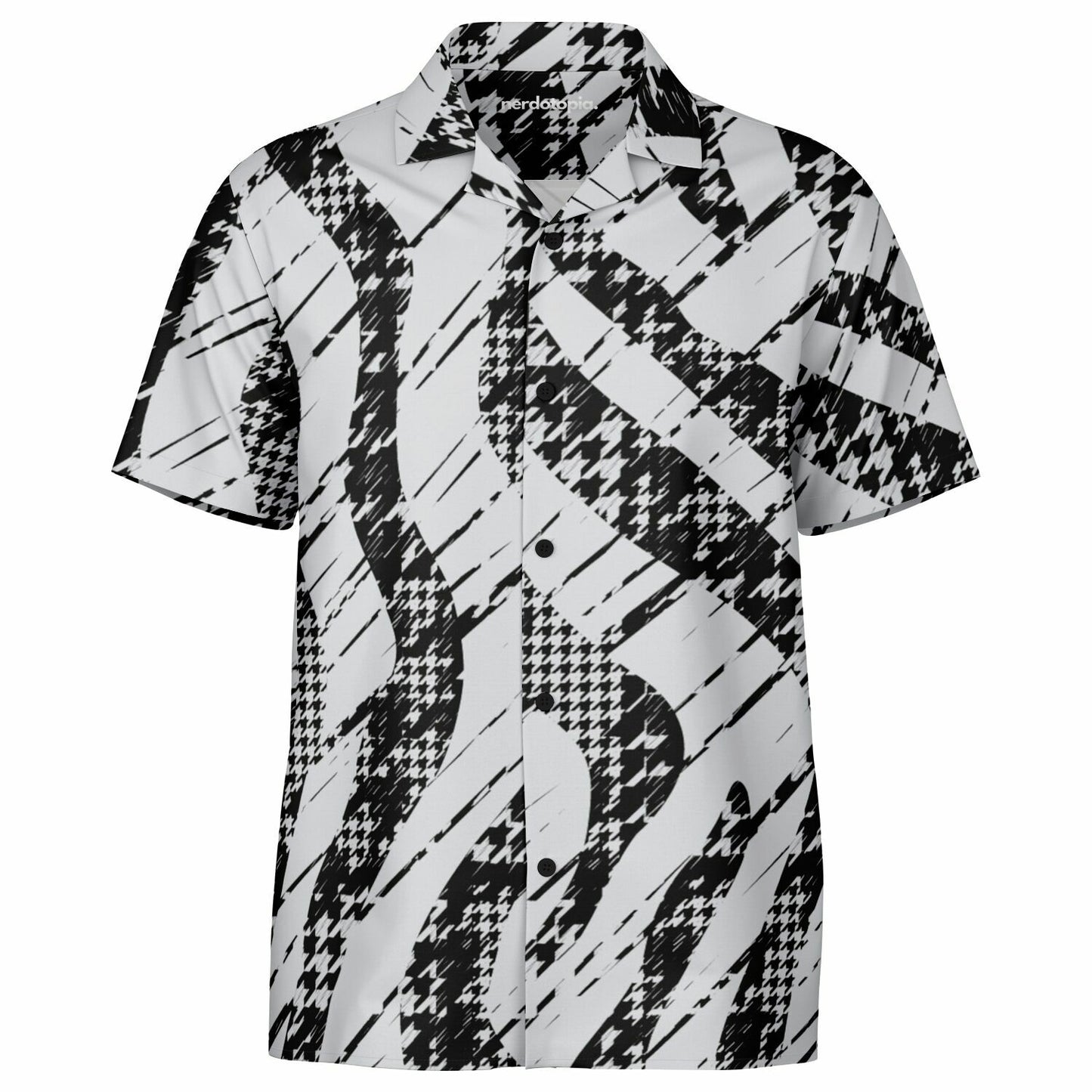 B&W Abstract Spread Collar Short Sleeve Shirt