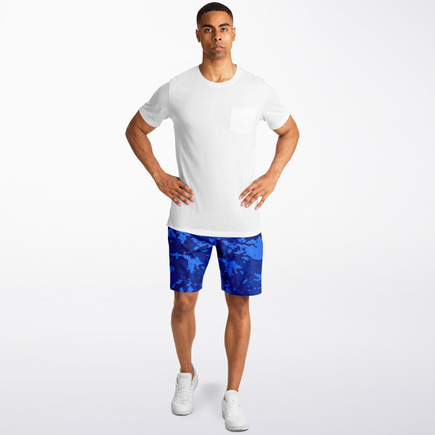 Blue Camo Pattern Long Shorts
