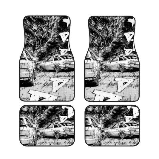 AE86 Pencil Artwork Automotive Floor Mats – Hand-Drawn JDM Car Interior Accessory Inspired by Classic Drift Culture