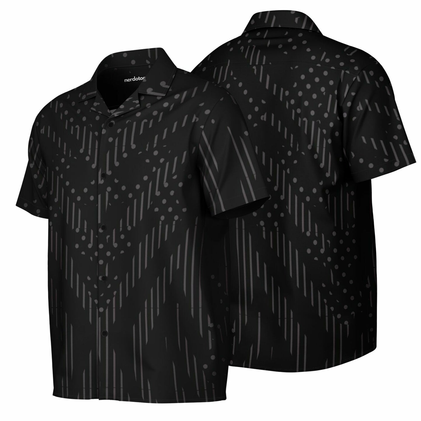 Minimalistic Black Pattern Spread Collar Shirt