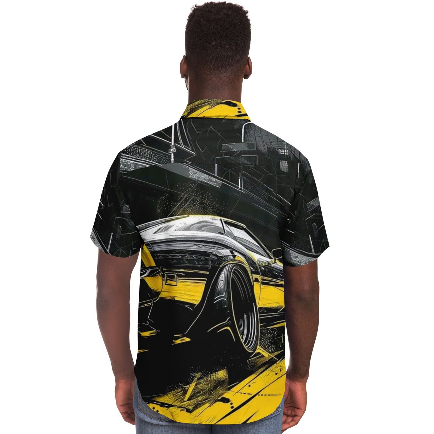 American Muscle Illustration Short Sleeve Button Down Shirt - AOP