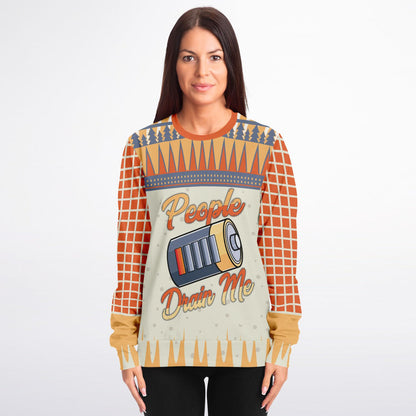 People Drain Me - Low Battery Funny Sweatshirt
