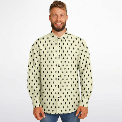 Brushstroke Pattern Long Sleeve Button Down Shirt - AOP