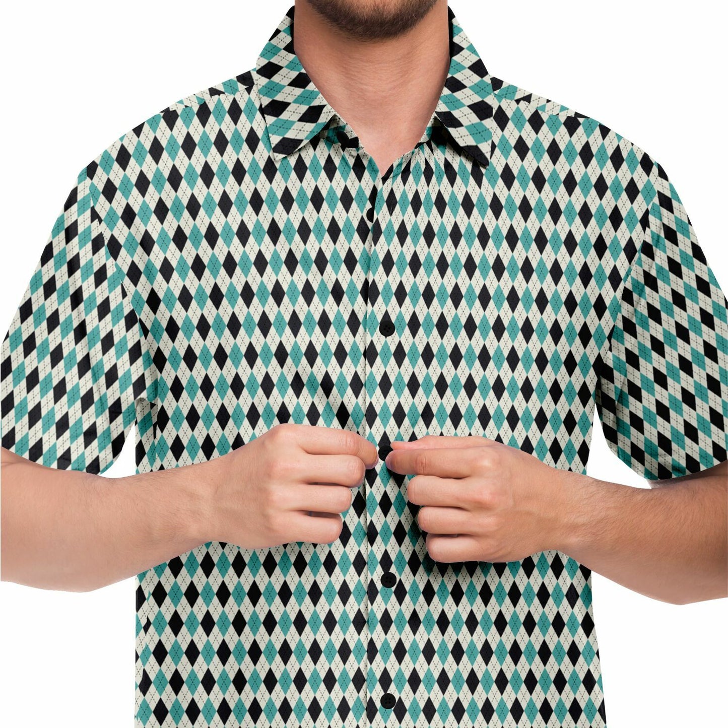 Tile Pattern Short Sleeve Button Down Shirt - AOP